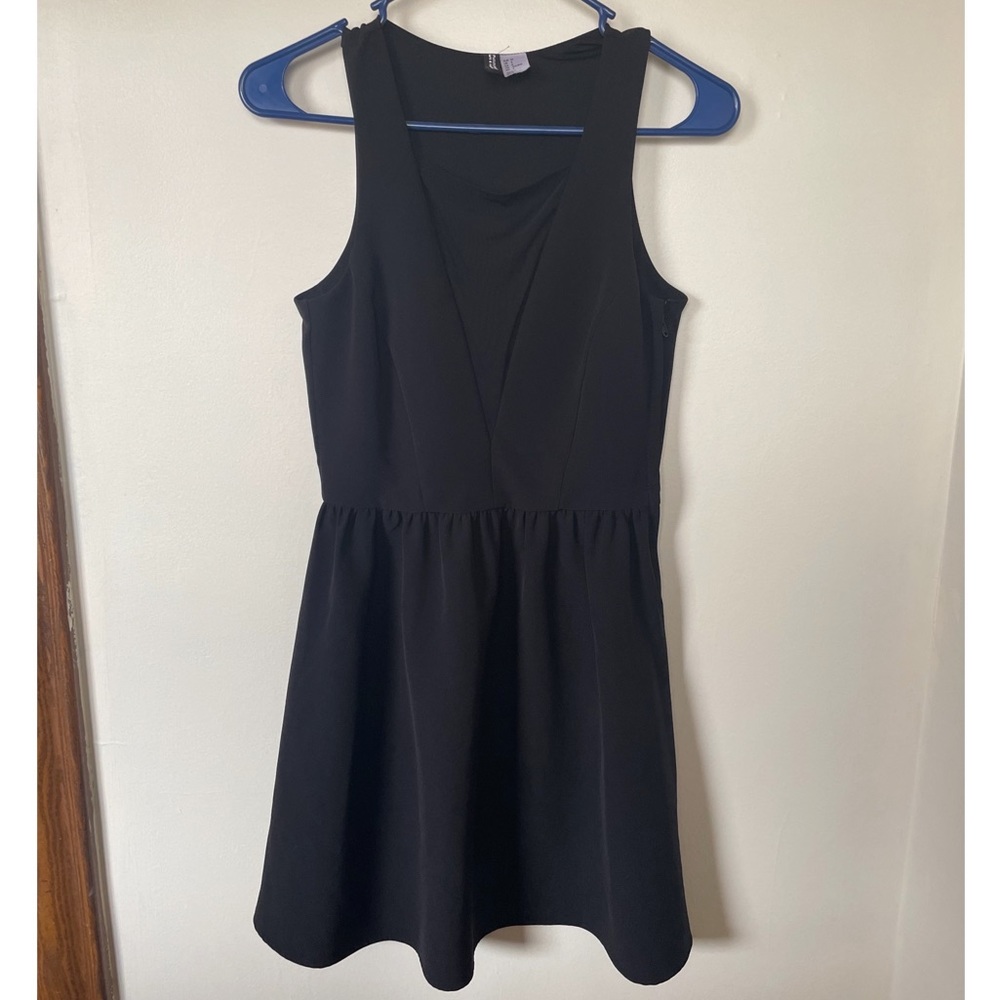 Sheer V-Neck Little Black Dress